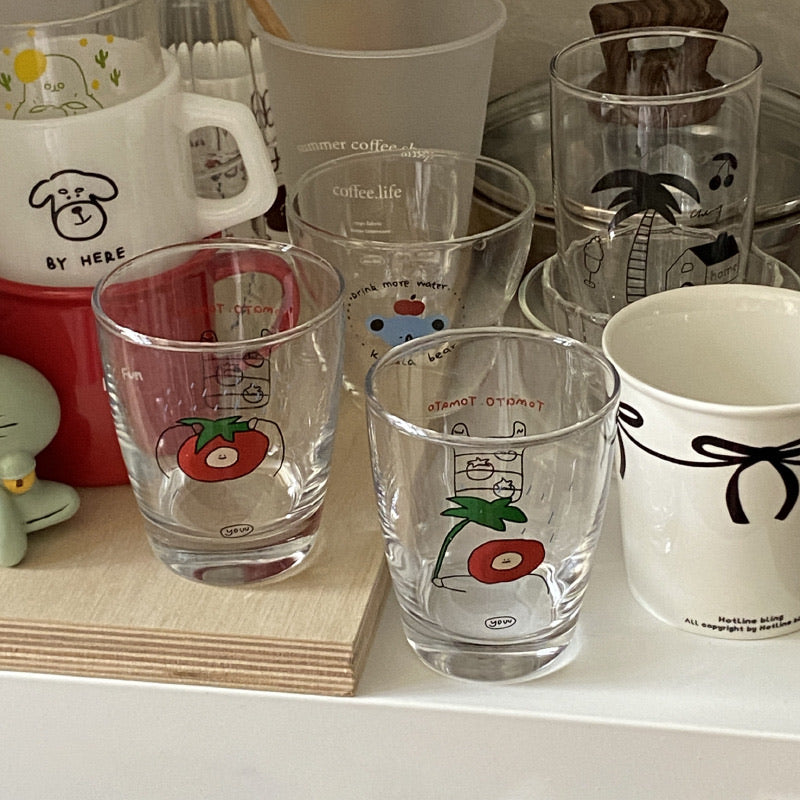 Tomato Pattern Glass Cup