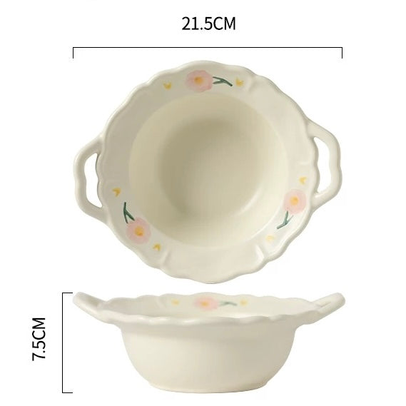 Peony White Ceramic Tableware Set (4 Pieces)