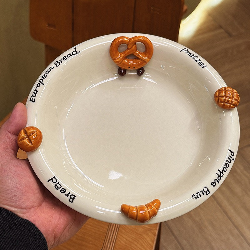 Croissant-Themed Ceramic Plate Series