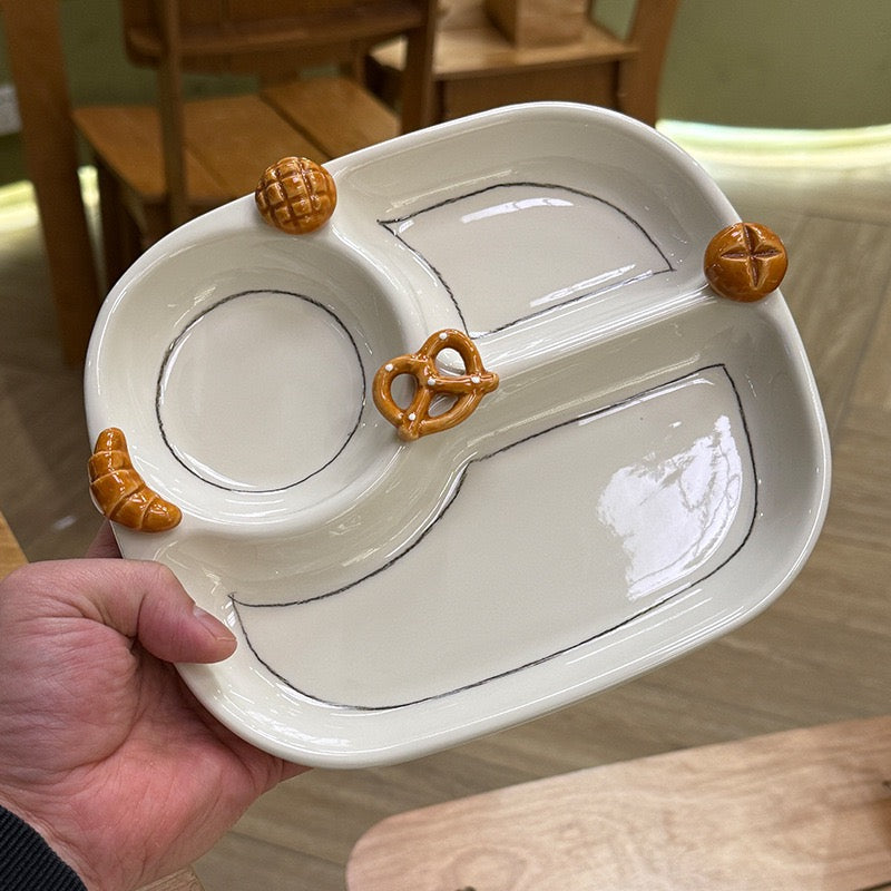 Croissant-Themed Ceramic Plate Series