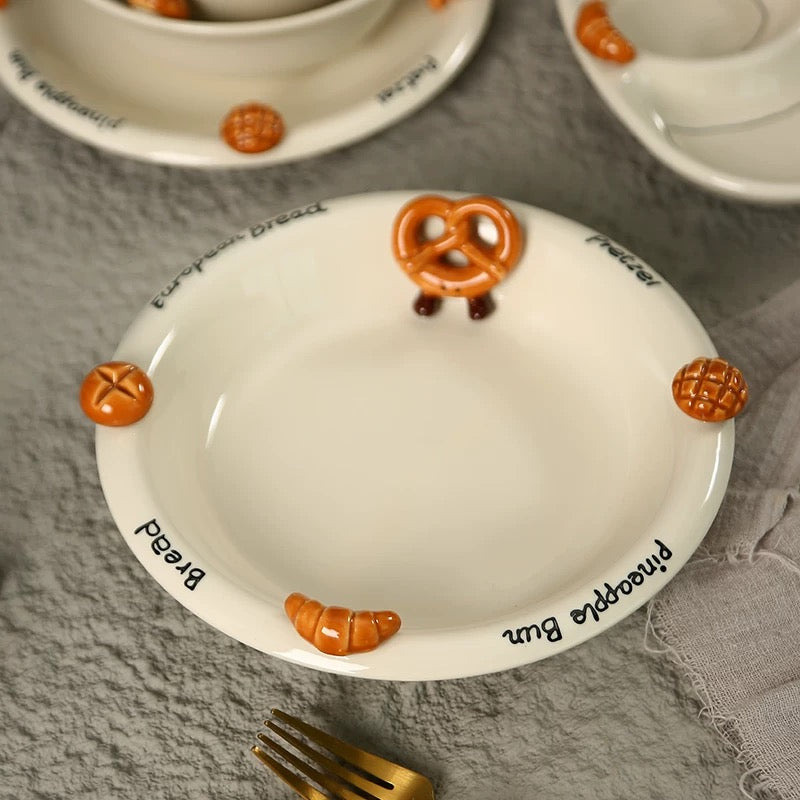Croissant-Themed Ceramic Plate Series