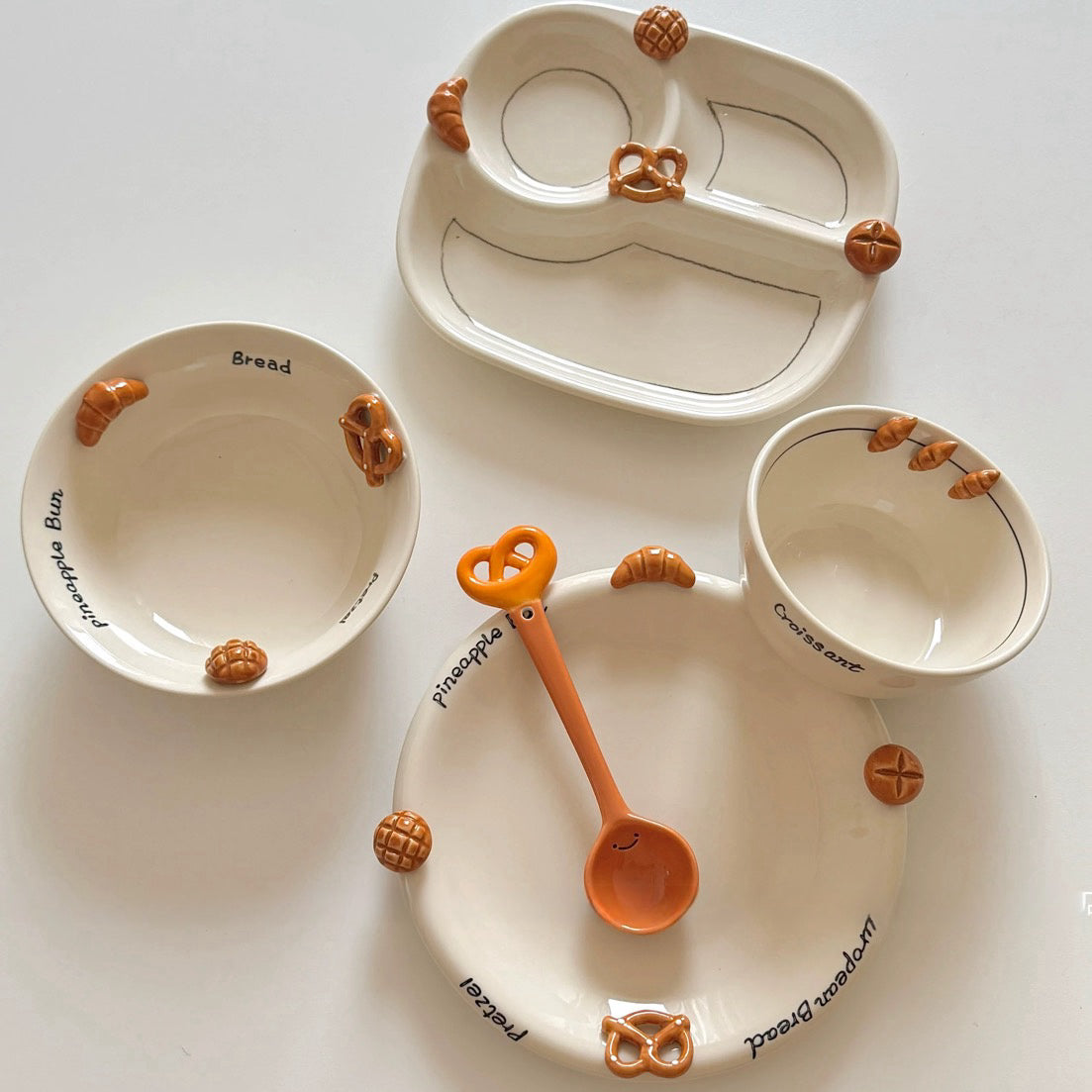 Croissant-Themed Ceramic Plate Series