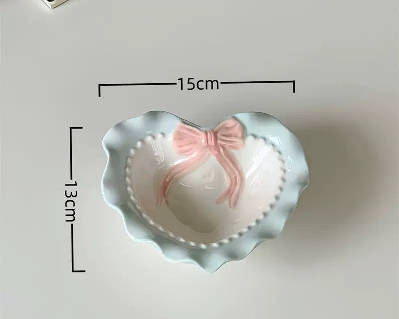 Blue Bow Heart-shaped Bowl