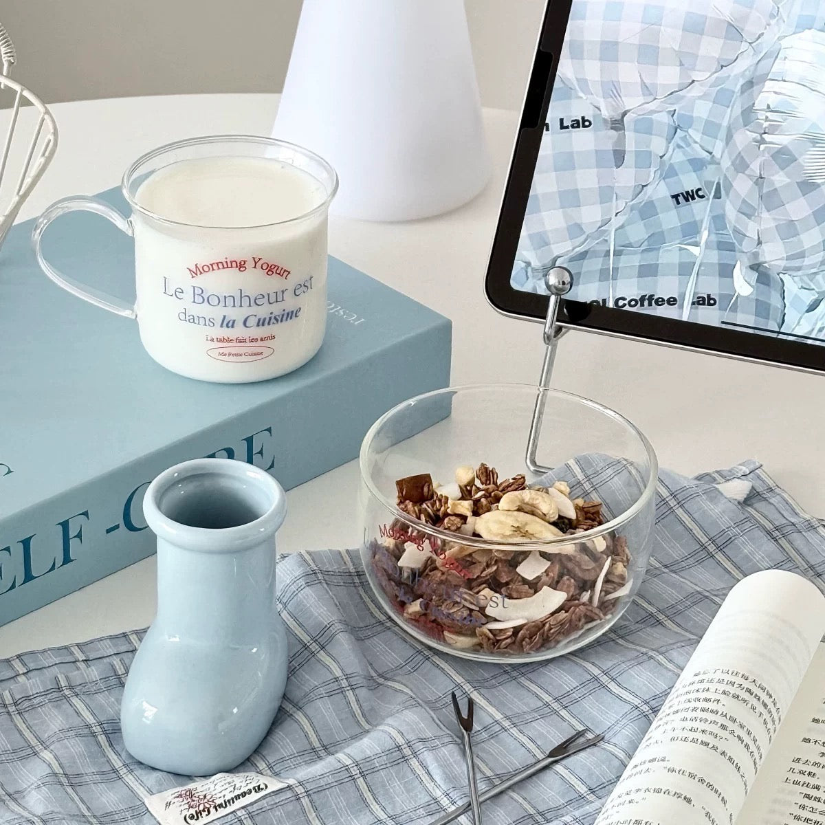 Nordic-Style Yogurt Bowl with Colorful Lettering