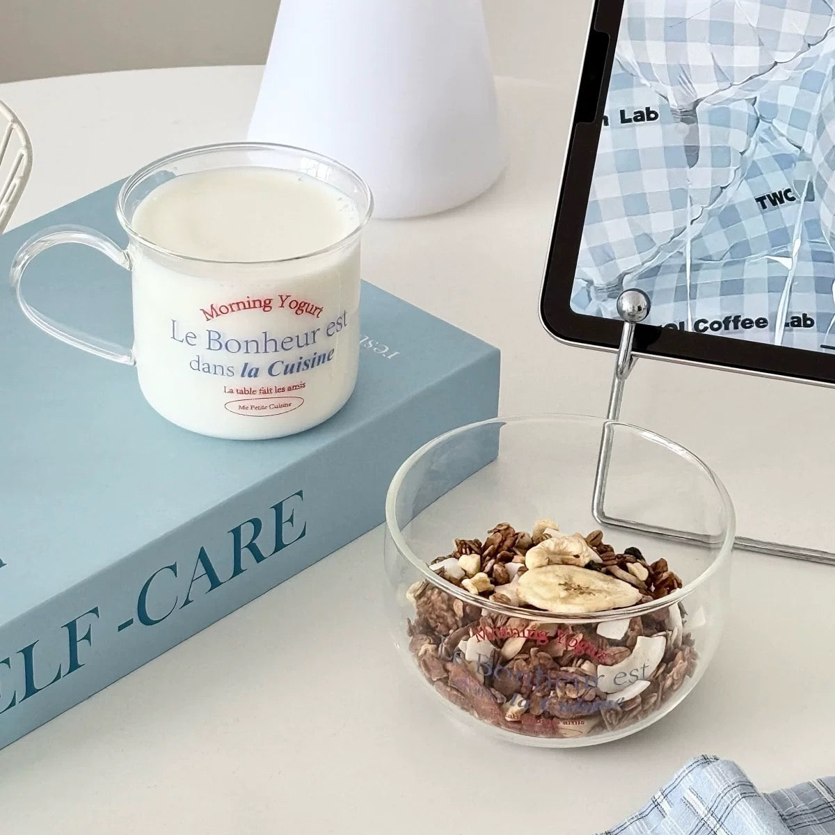 Nordic-Style Yogurt Bowl with Colorful Lettering
