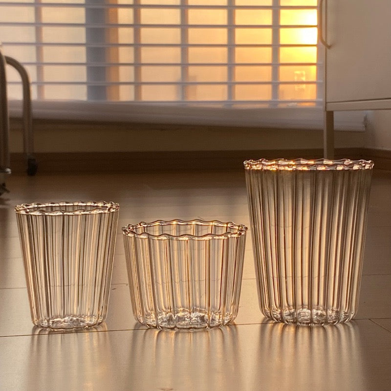 Minimalist Heat-Resistant Striped Glass Cup