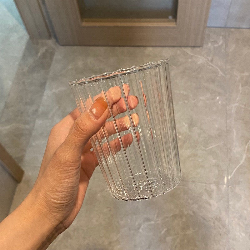 Minimalist Heat-Resistant Striped Glass Cup