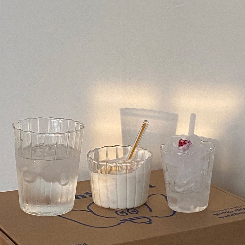 Minimalist Heat-Resistant Striped Glass Cup