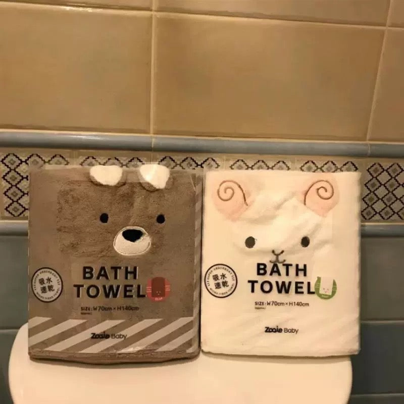 Ultra-Soft Cute Animal Bath Towel (Set Of 2)