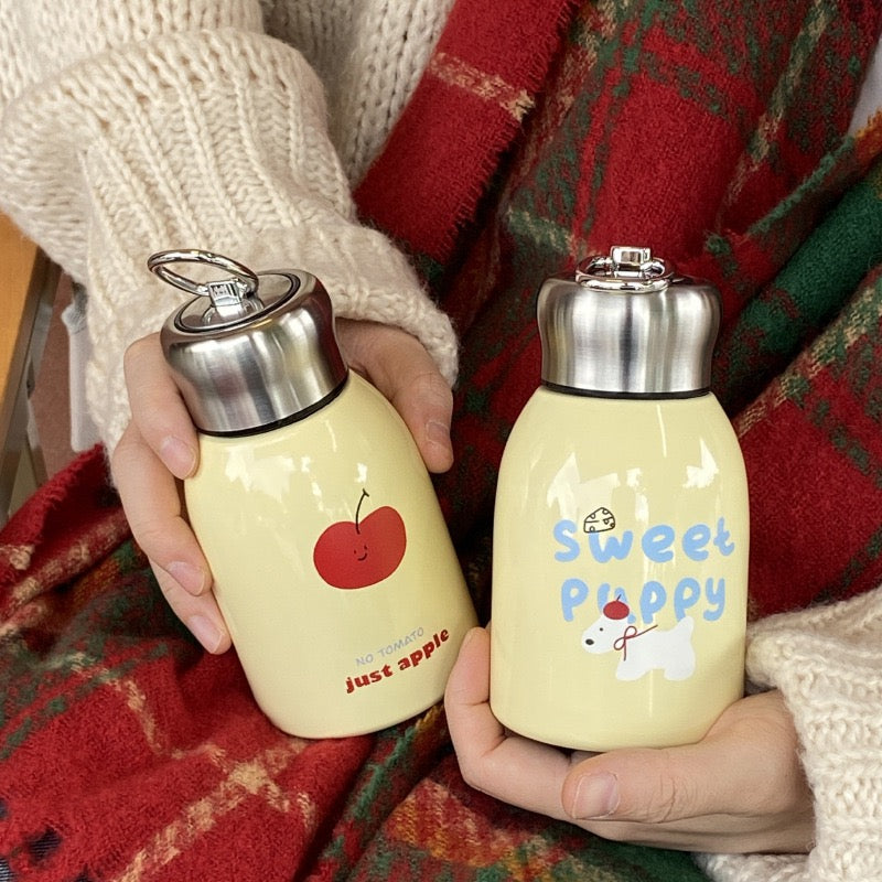 Portable Cartoon Apple & Puppy Insulated Bottle
