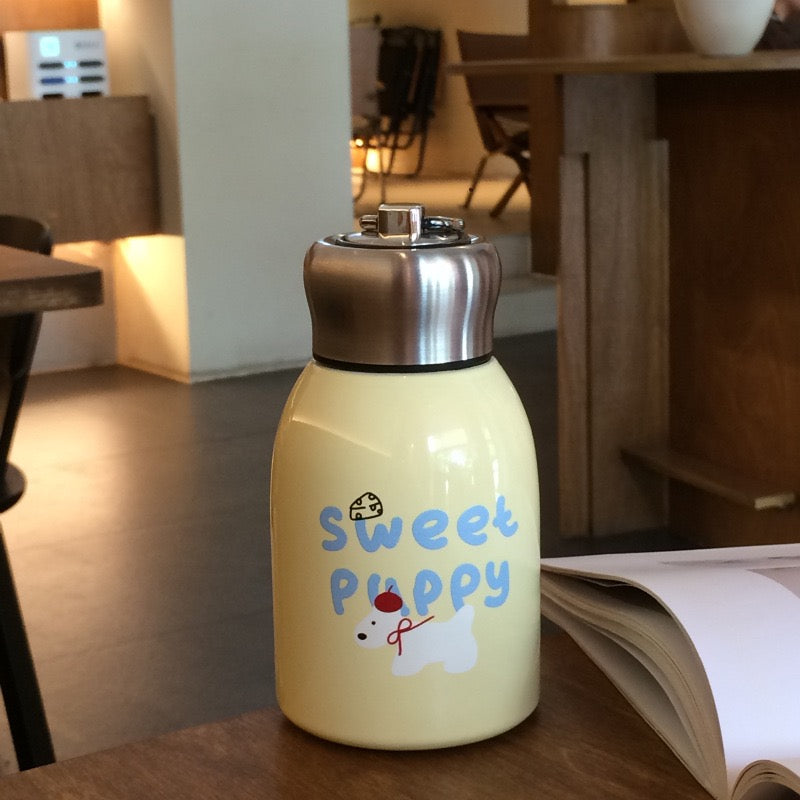 Portable Cartoon Apple & Puppy Insulated Bottle