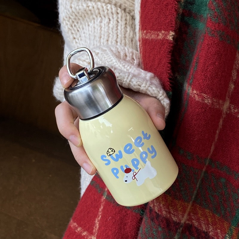 Portable Cartoon Apple & Puppy Insulated Bottle