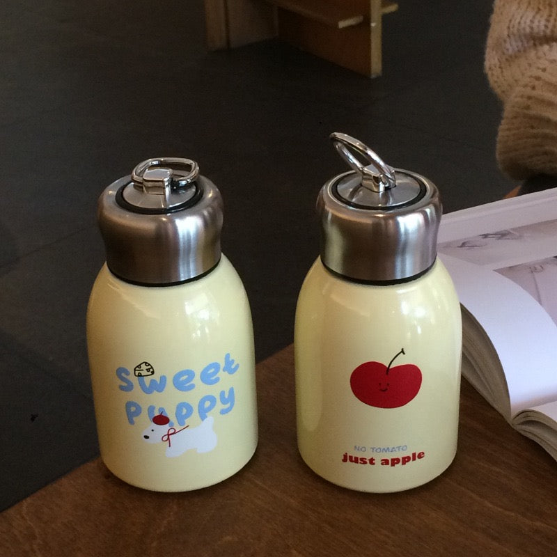 Portable Cartoon Apple & Puppy Insulated Bottle