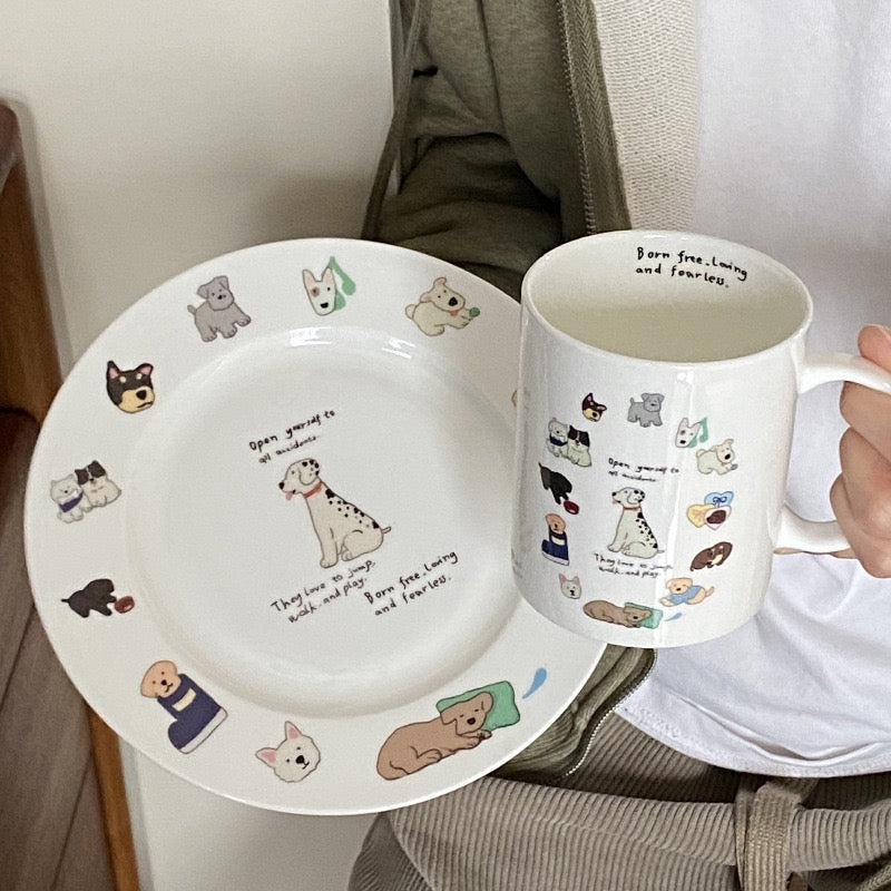 Atmospheric Niche Bone China Playful Puppy Ceramic Collection