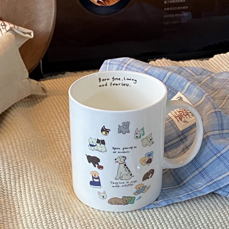 Atmospheric Niche Bone China Playful Puppy Ceramic Collection