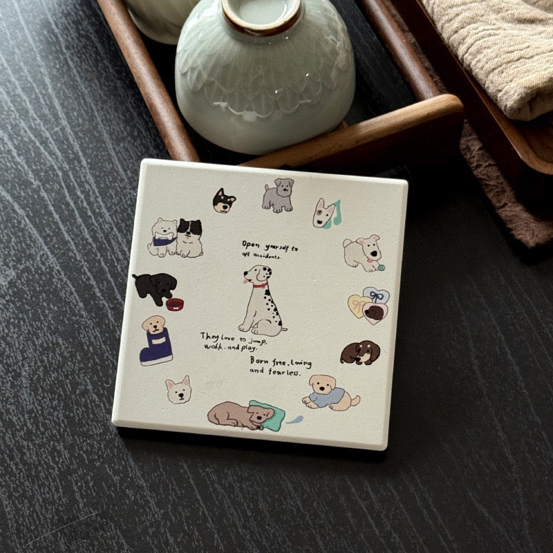 Atmospheric Niche Bone China Playful Puppy Ceramic Collection