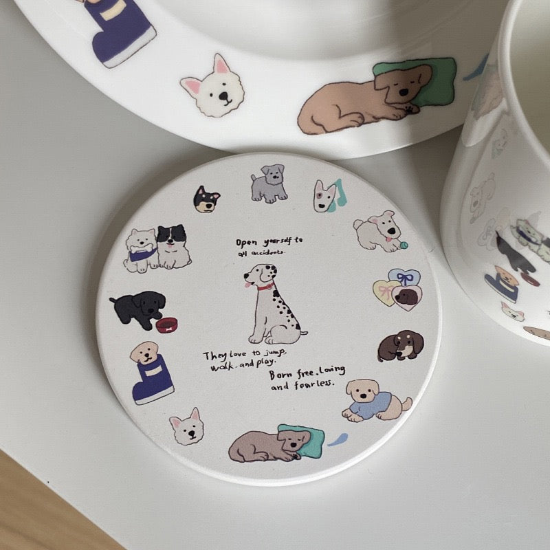 Atmospheric Niche Bone China Playful Puppy Ceramic Collection
