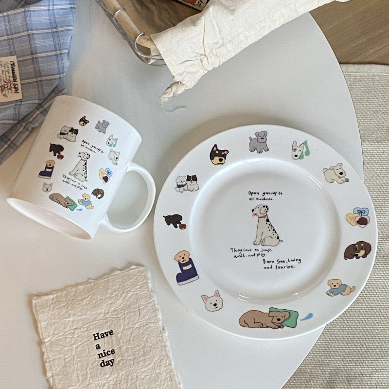 Atmospheric Niche Bone China Playful Puppy Ceramic Collection