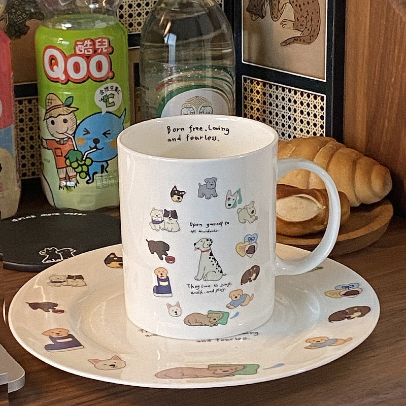 Atmospheric Niche Bone China Playful Puppy Ceramic Collection
