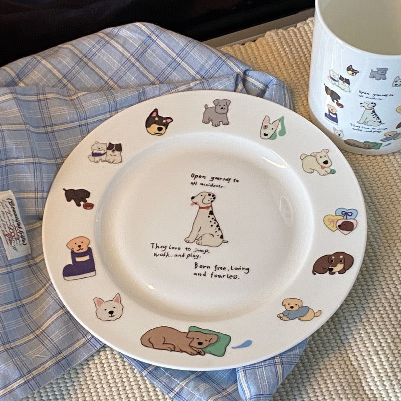 Atmospheric Niche Bone China Playful Puppy Ceramic Collection
