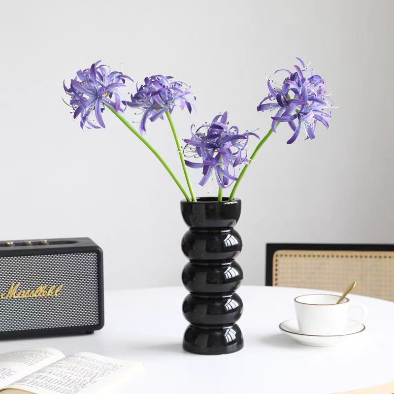 Black Vintage Bamboo Knot Glass Vase