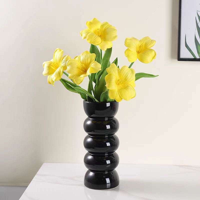 Black Vintage Bamboo Knot Glass Vase