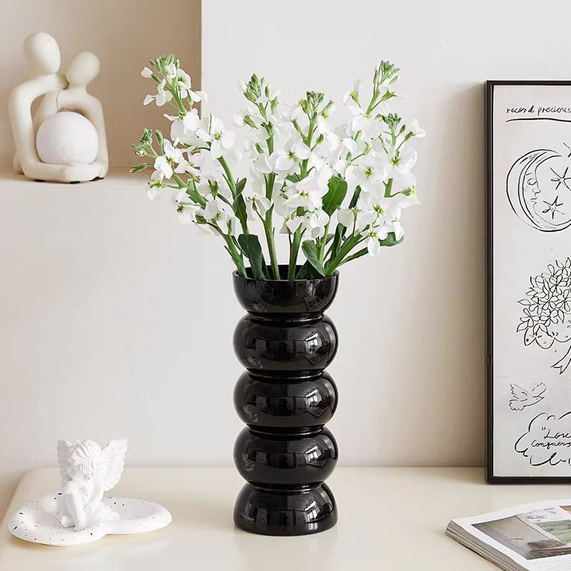 Black Vintage Bamboo Knot Glass Vase