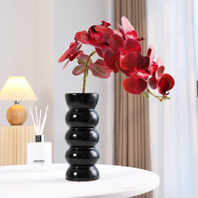 Black Vintage Bamboo Knot Glass Vase