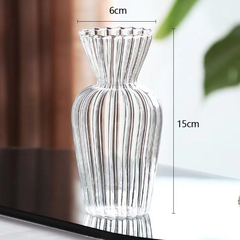 Minimalist Transparent Stripe Glass Vase Series