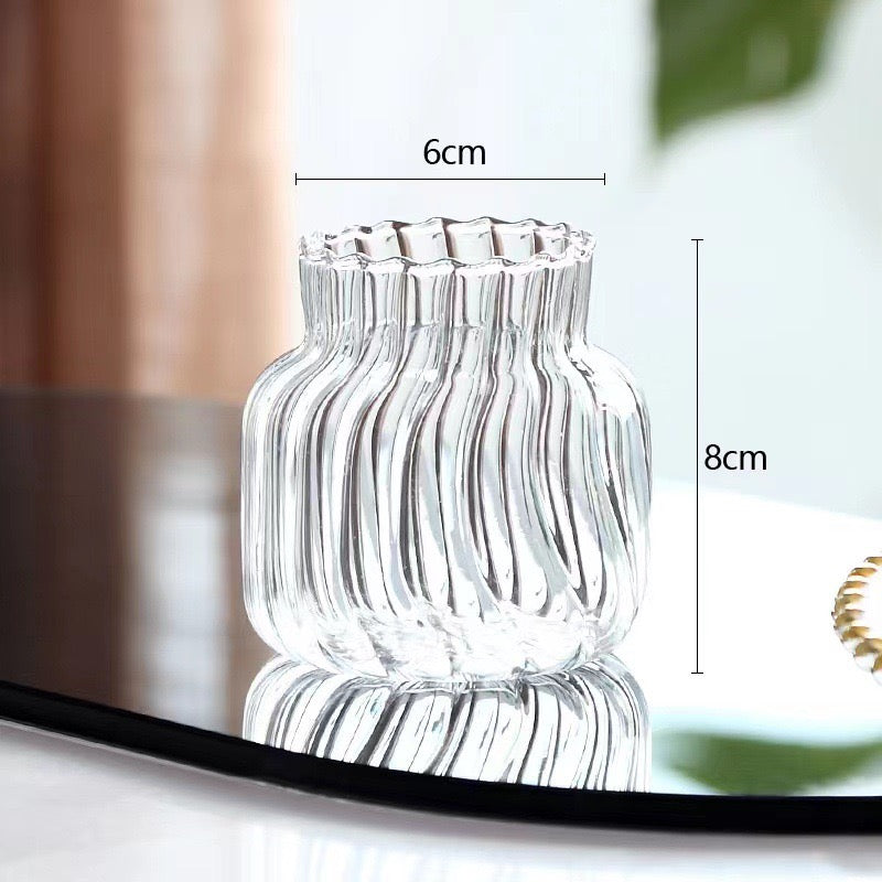Minimalist Transparent Stripe Glass Vase Series