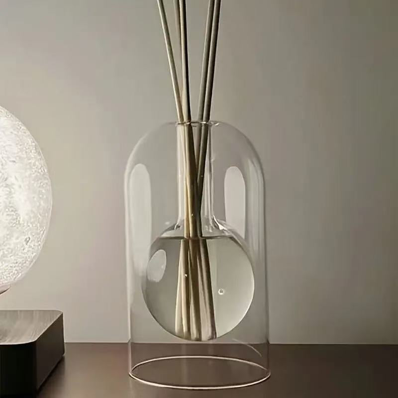 Minimalist Glass Aromatherapy Diffuser Bottle with 8 Sticks (Essential Oil Not Included)
