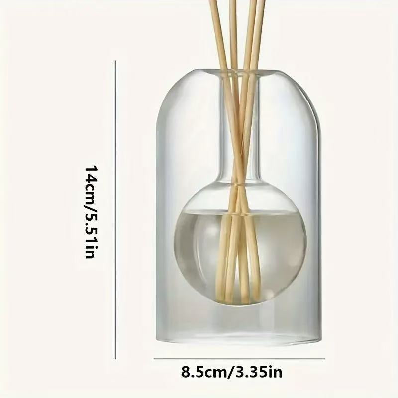 Minimalist Glass Aromatherapy Diffuser Bottle with 8 Sticks (Essential Oil Not Included)