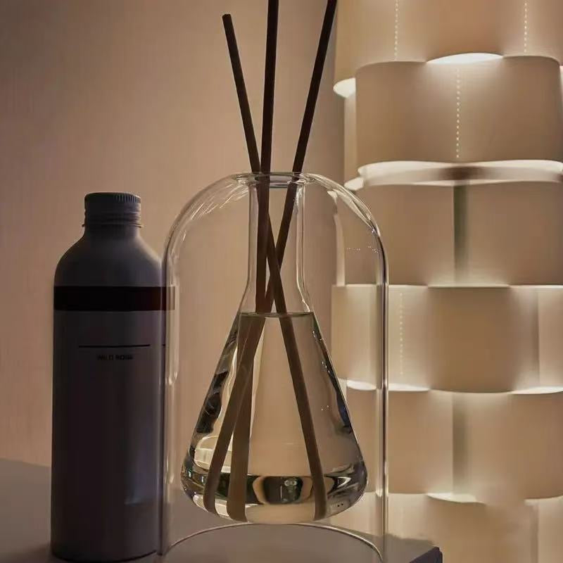 Minimalist Glass Aromatherapy Diffuser Bottle with 8 Sticks (Essential Oil Not Included)