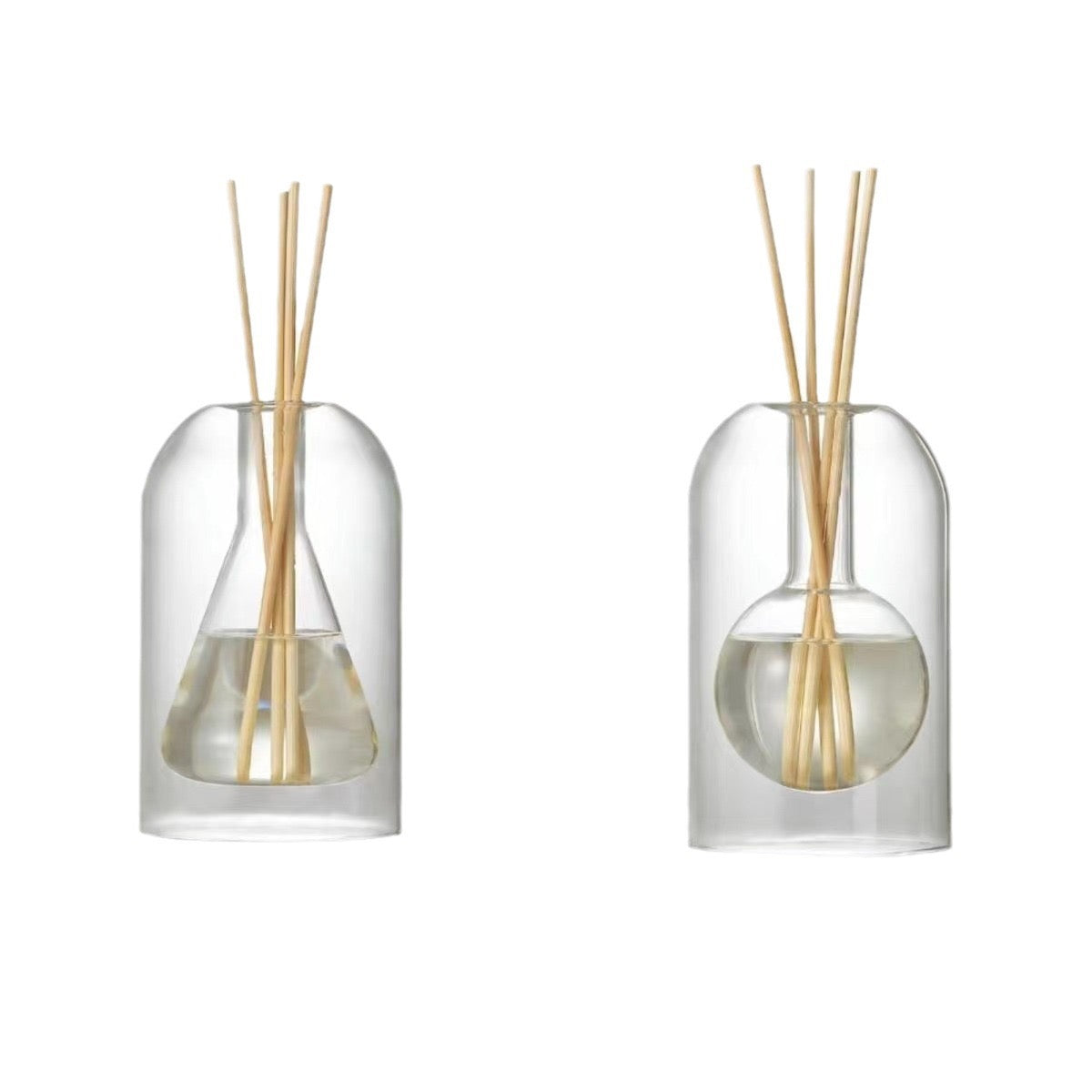 Minimalist Glass Aromatherapy Diffuser Bottle with 8 Sticks (Essential Oil Not Included)