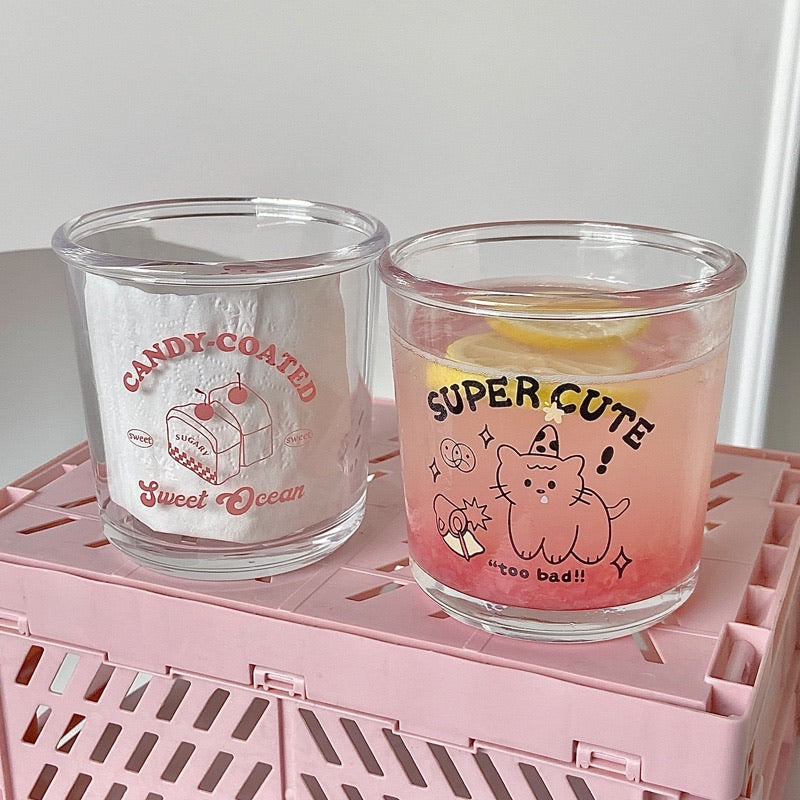 Cute Illustration Glass Cup