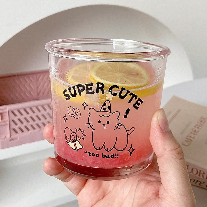 Cute Illustration Glass Cup