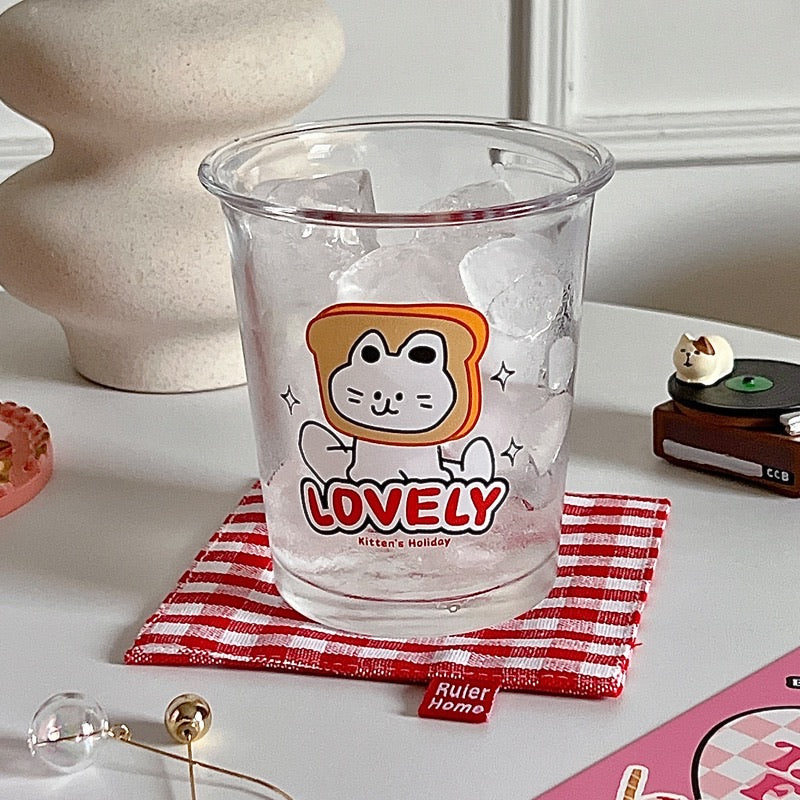Toast Cat Glass Cup