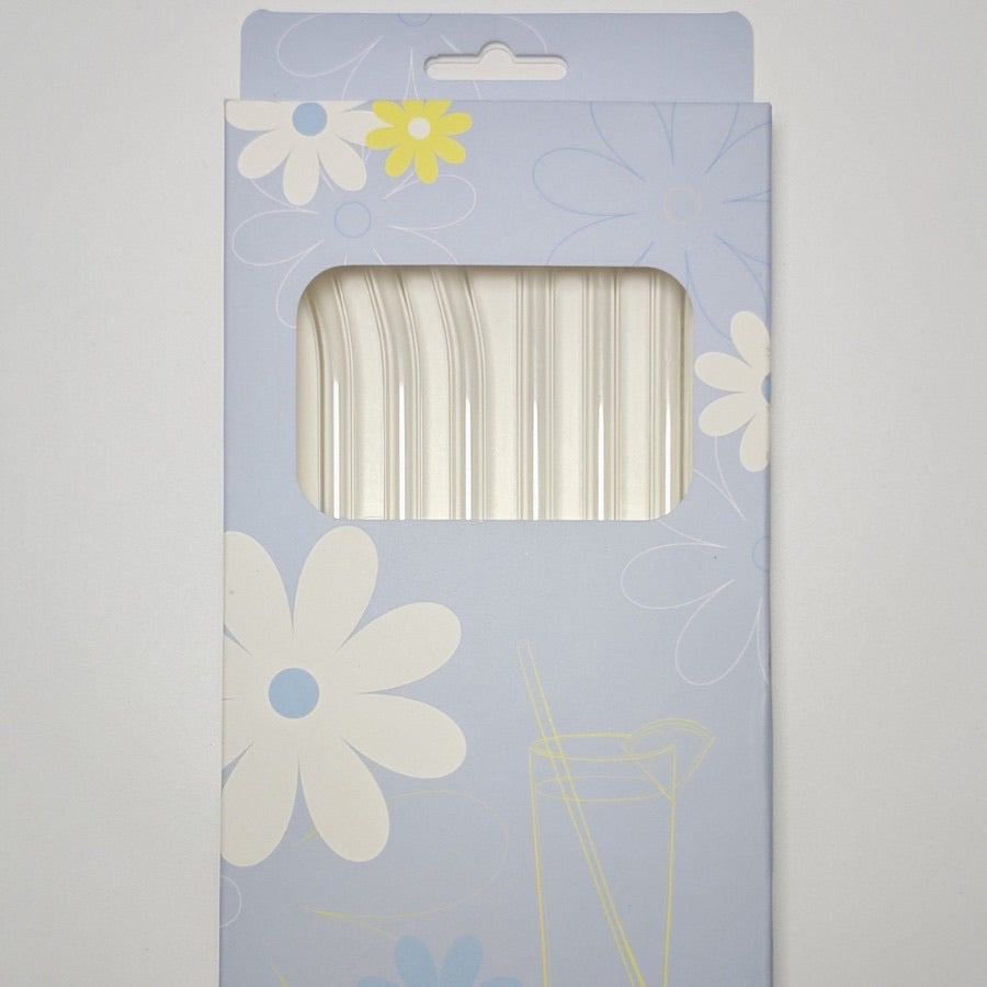 High Borosilicate Glass Straw Set of 6 with Cleaning Brush