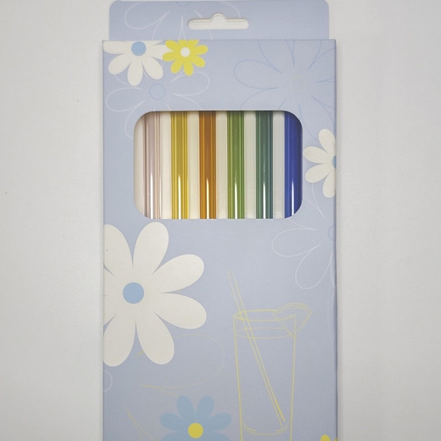 High Borosilicate Glass Straw Set of 6 with Cleaning Brush