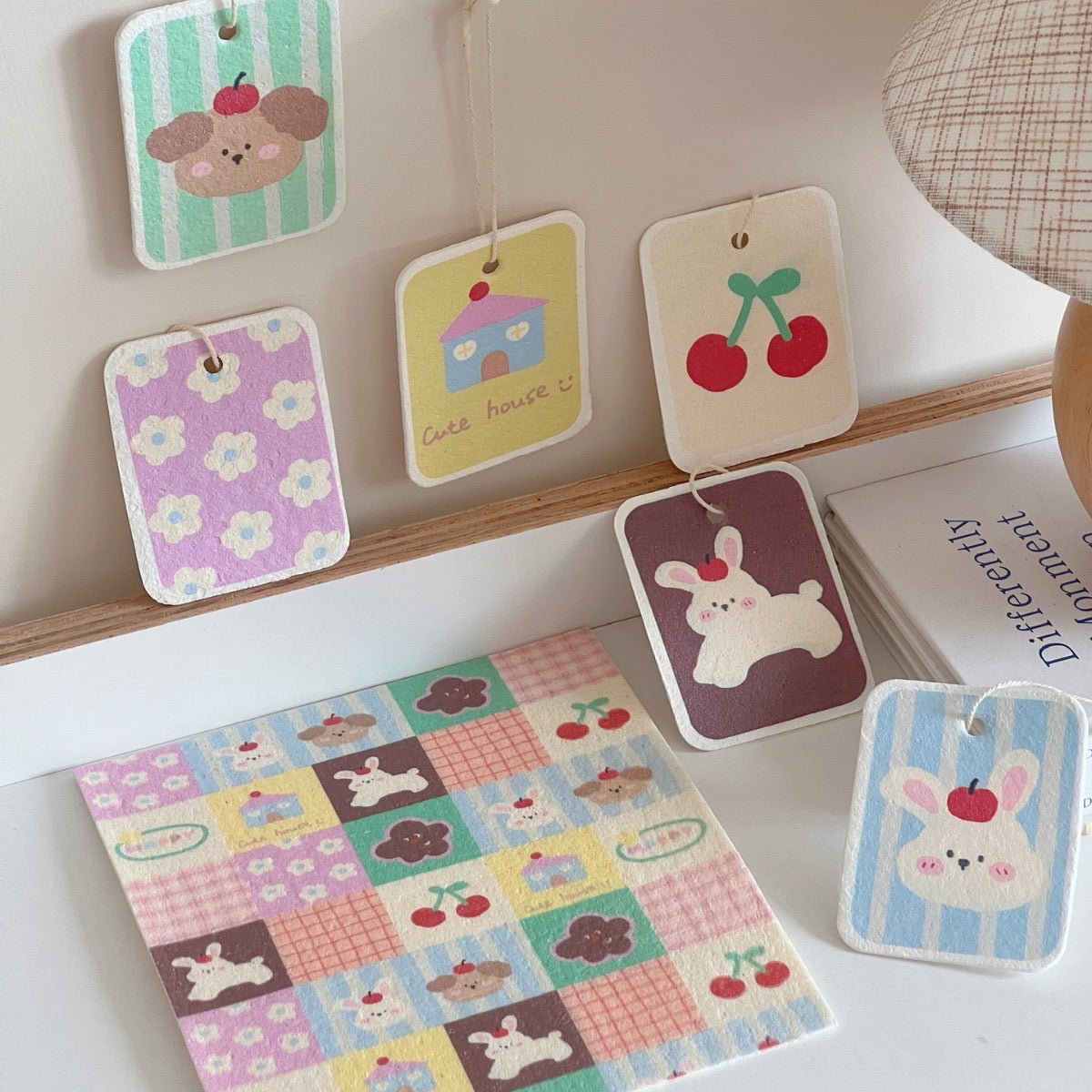 Bunny & Puppy Patchwork Cellulose Sponge Dishcloth