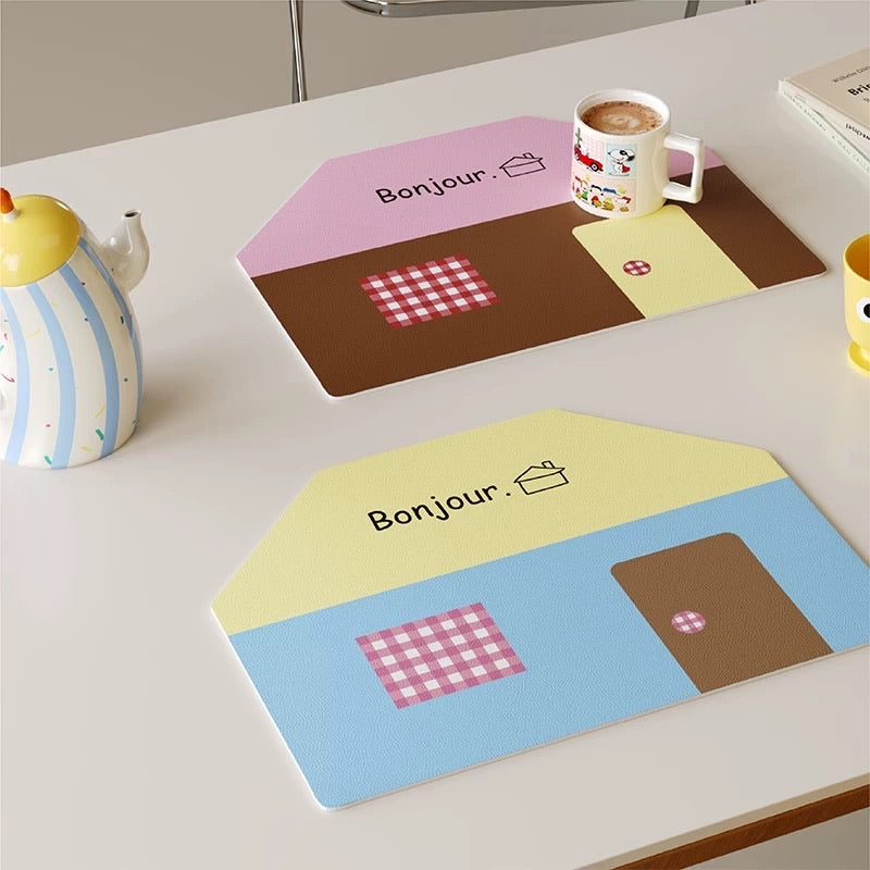 Korean-Style Dopamine French House Waterproof Table Mat