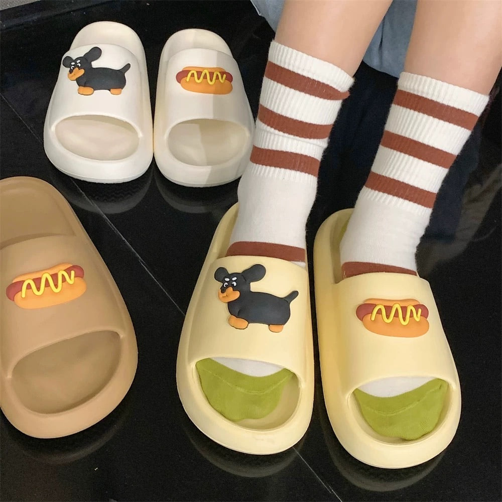 Cute Dachshund Thick-Soled Couple Slippers