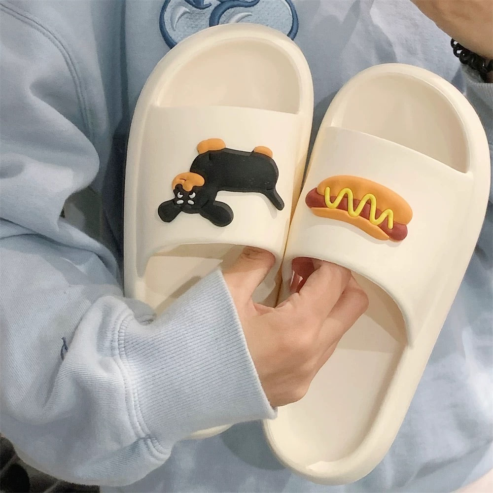 Cute Dachshund Thick-Soled Couple Slippers