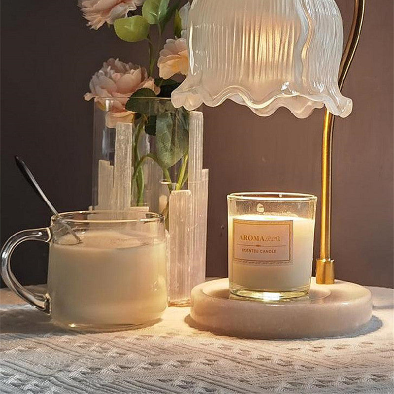 Transparent Lily of the Valley Wax Melting Lamp with Marble Base