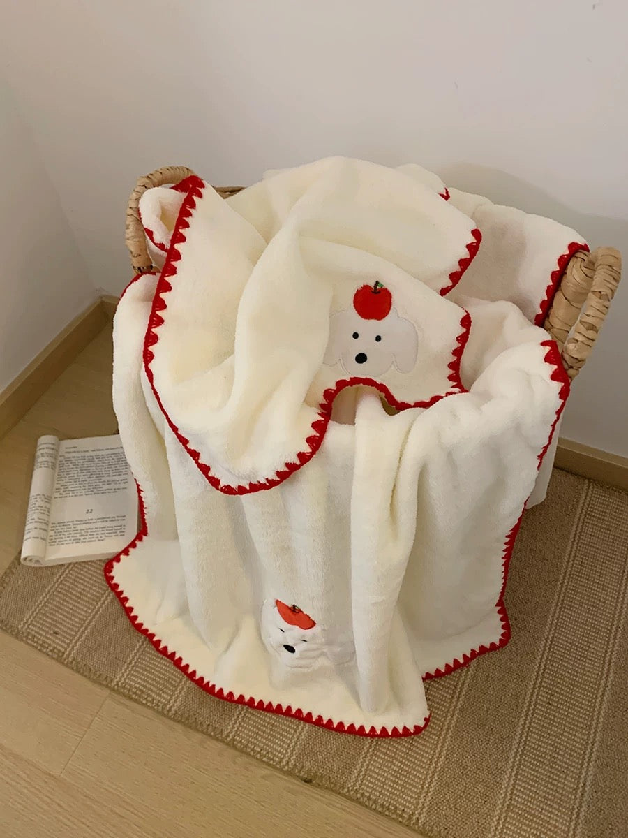 Apple Puppy Coral Fleece Bath Towel 3-Piece Set
