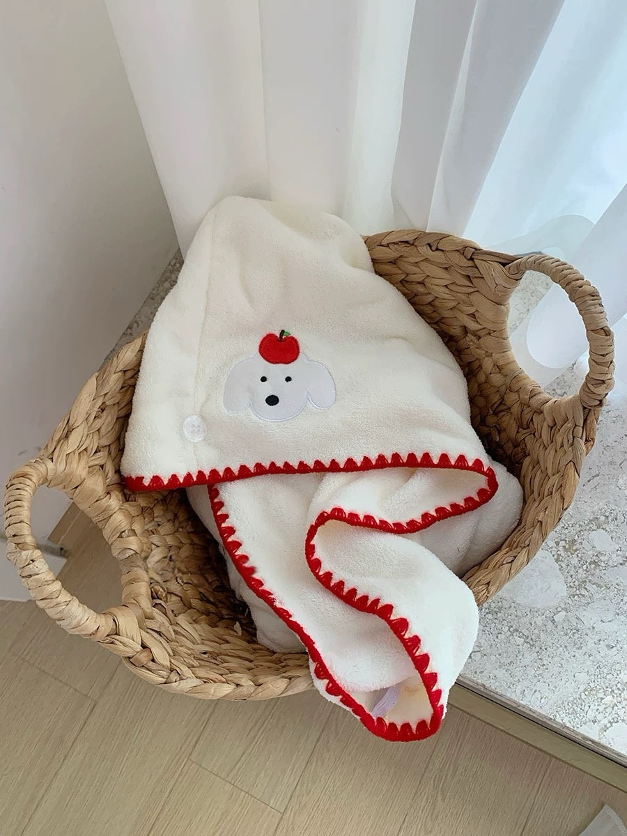 Apple Puppy Coral Fleece Bath Towel 3-Piece Set