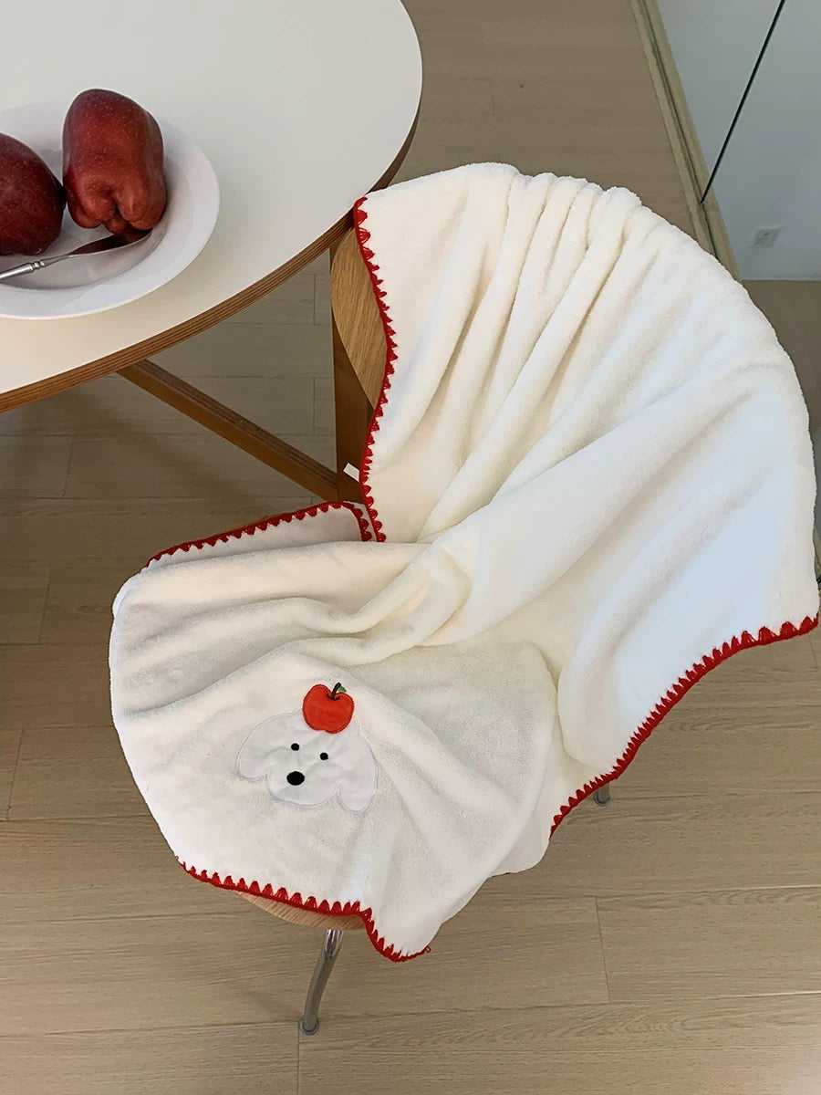 Apple Puppy Coral Fleece Bath Towel 3-Piece Set