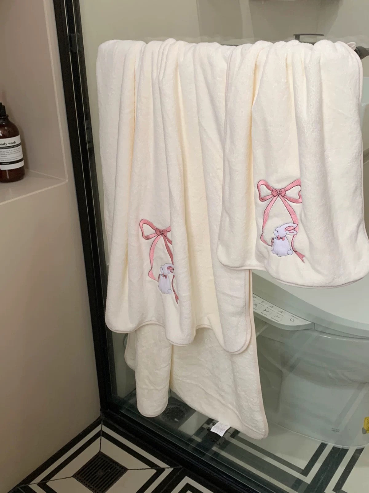 Bunny Bow Towel and Bath Towel 3-Piece Set