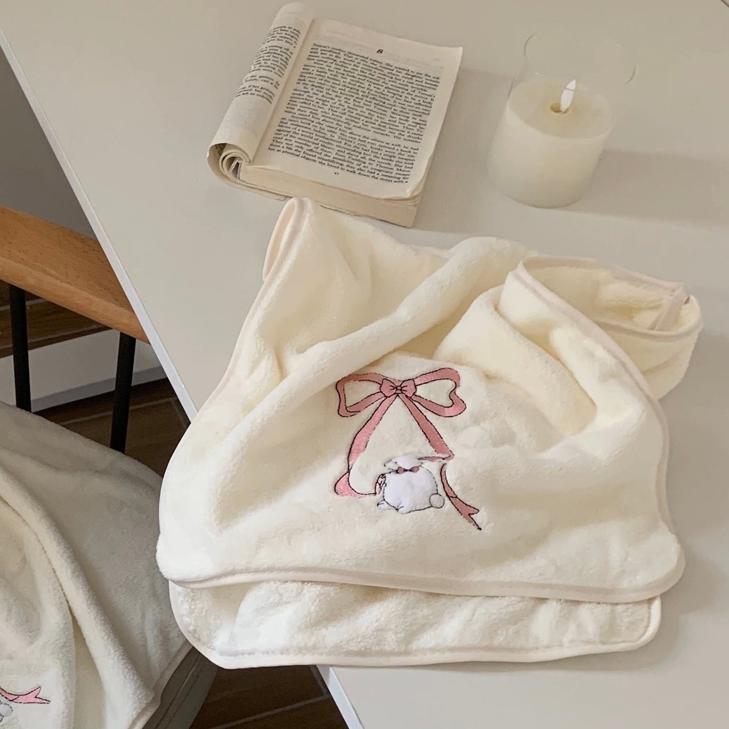 Bunny Bow Towel and Bath Towel 3-Piece Set