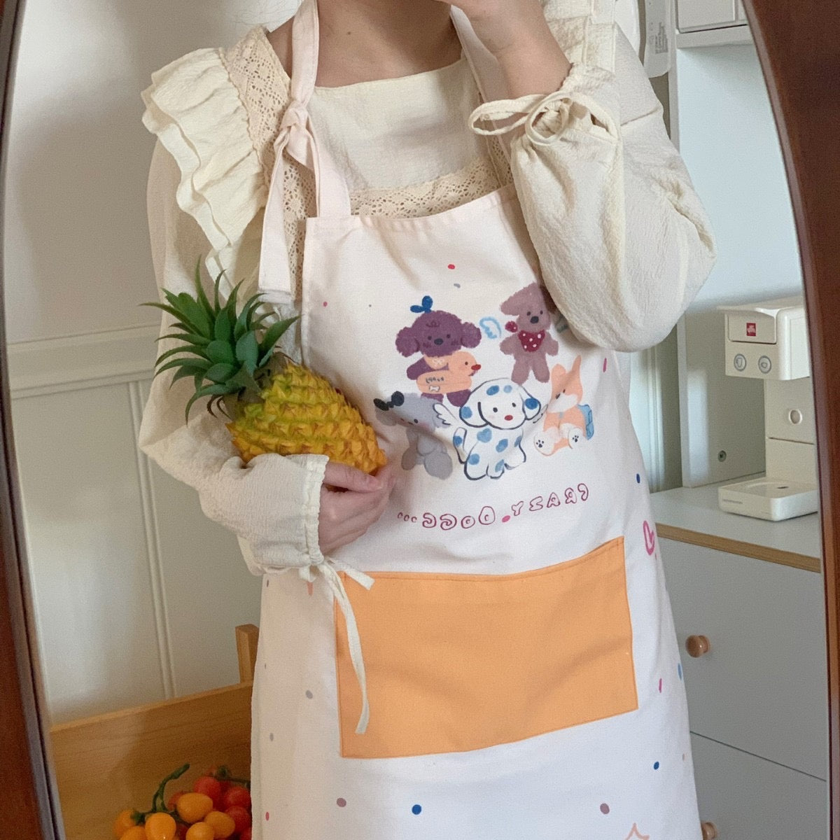 Five Puppies Cartoon Linen Apron